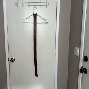 Hollister Maroon Leather Belt with Silver Details. Fits 33”-37”